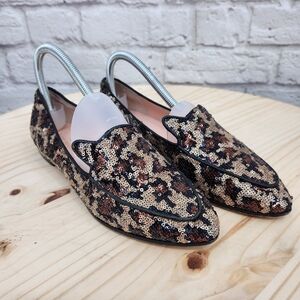 Kate Spade Caty Cape Sequined Leopard Print Loafers Size 7M